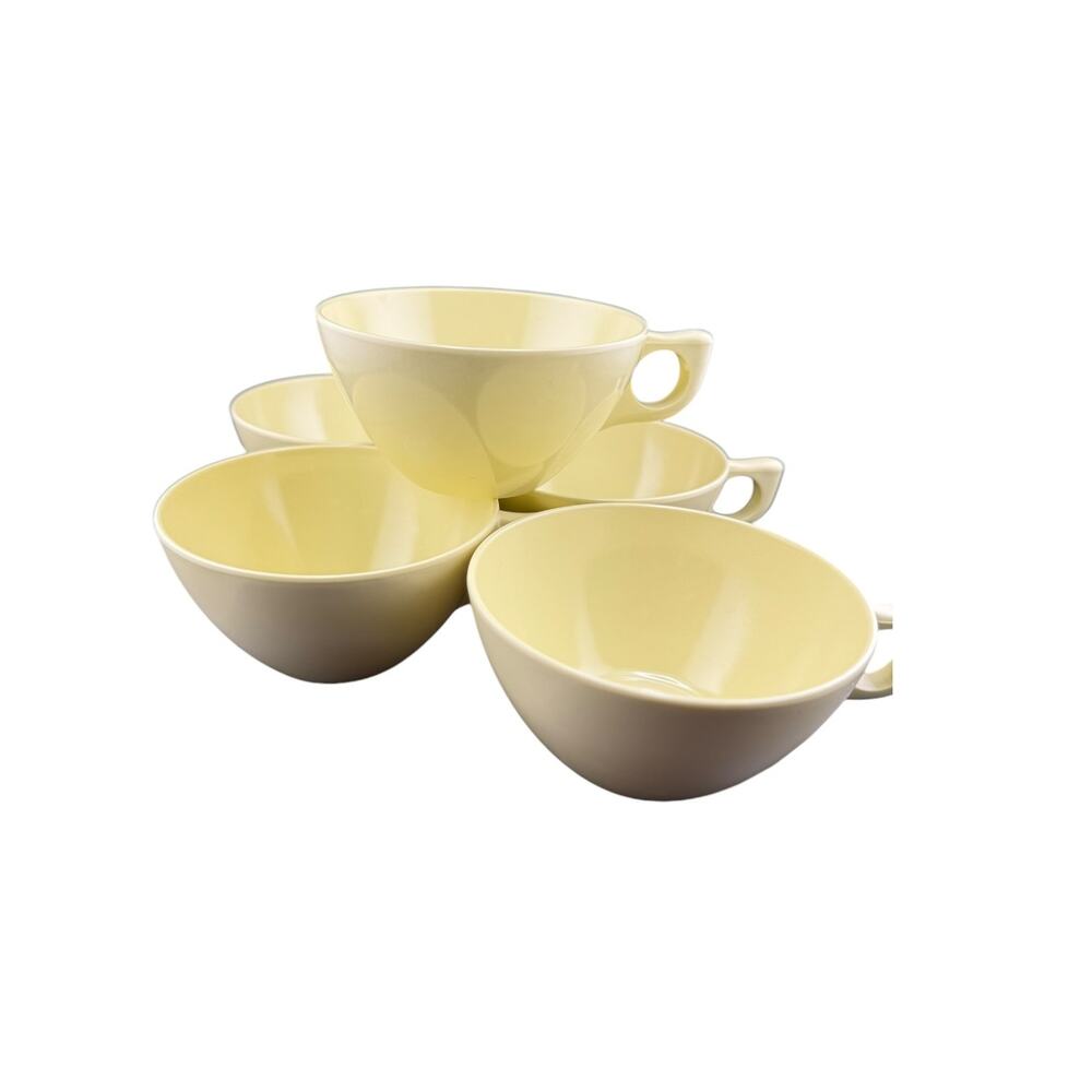 Vintage 1960s MCM Aztec Melmac Dinnerware Coffee Tea Cups Set of 5